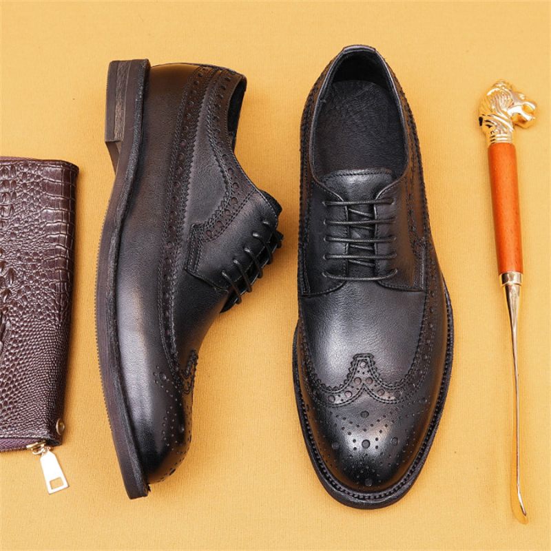 Sapatos Formais Masculinos Brogues Sociais Casamento - Preto