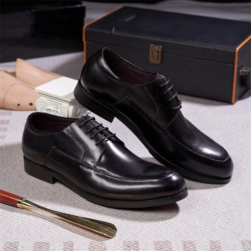 Sapatos Formais Masculinos Calçados Com Cordões E Charme Contemporâneo - Preto