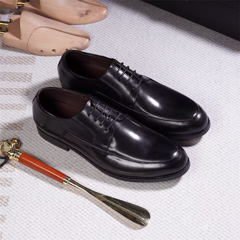 Sapatos Formais Masculinos Calçados Com Cordões E Charme Contemporâneo - Preto