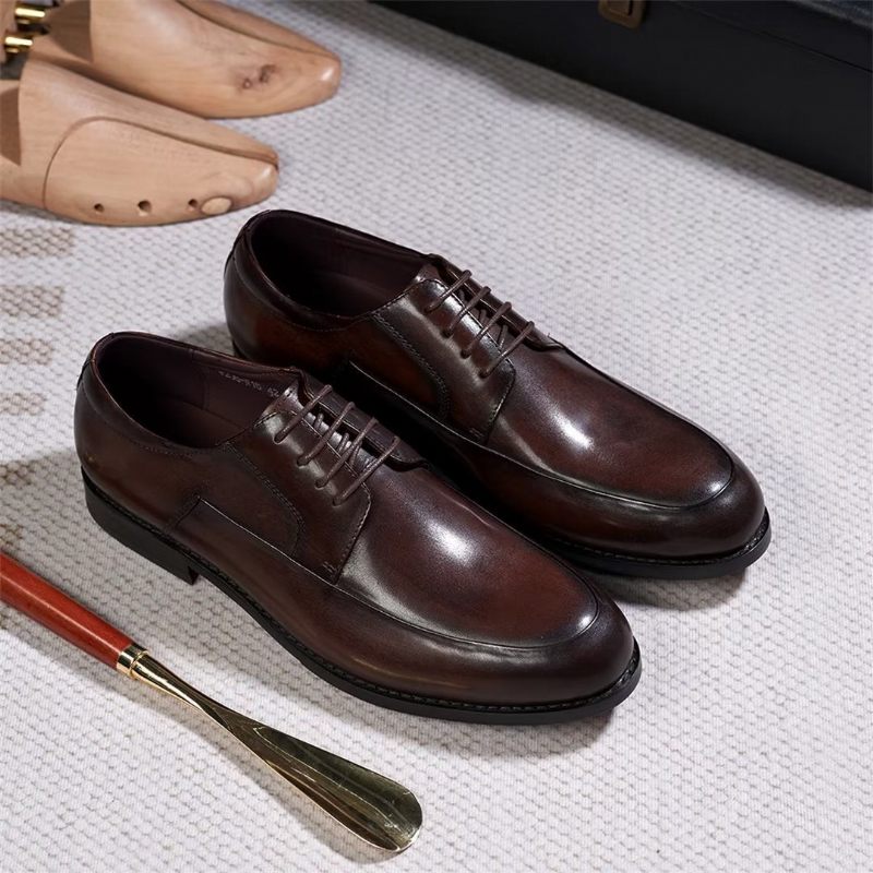 Sapatos Formais Masculinos Calçados Com Cordões E Charme Contemporâneo - Café