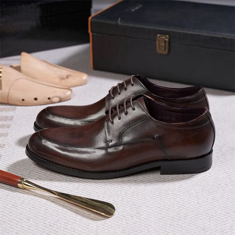 Sapatos Formais Masculinos Calçados Com Cordões E Charme Contemporâneo - Café