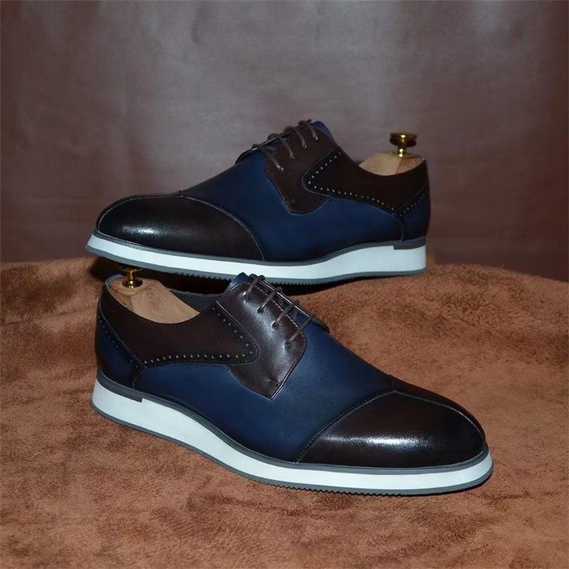 Sapatos Formais Masculinos Calçados Couro Luxo -  Azul