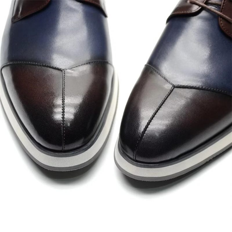 Sapatos Formais Masculinos Calçados Couro Luxo -  Azul