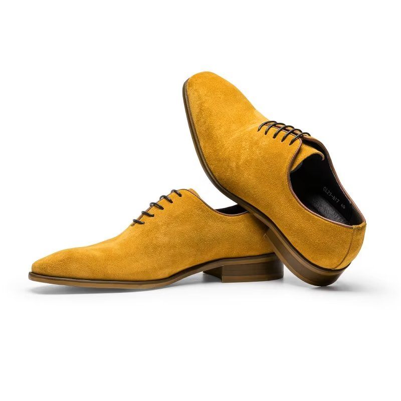 Sapatos Formais Masculinos Camurça Elegância Sociais Oxford - Amarelo