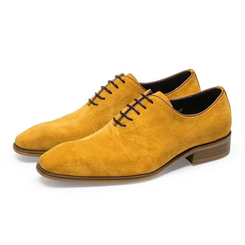 Sapatos Formais Masculinos Camurça Elegância Sociais Oxford - Amarelo