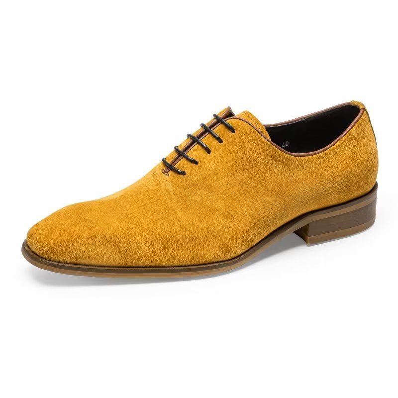 Sapatos Formais Masculinos Camurça Elegância Sociais Oxford - Amarelo