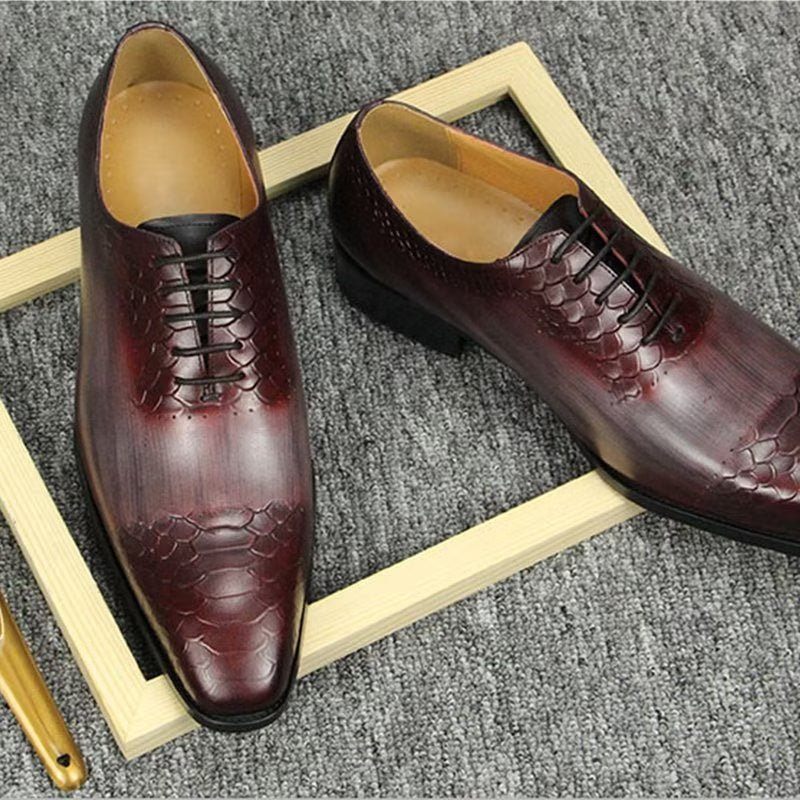 Sapatos Formais Masculinos Casamento Chiques Couro Brogue - Vermelho