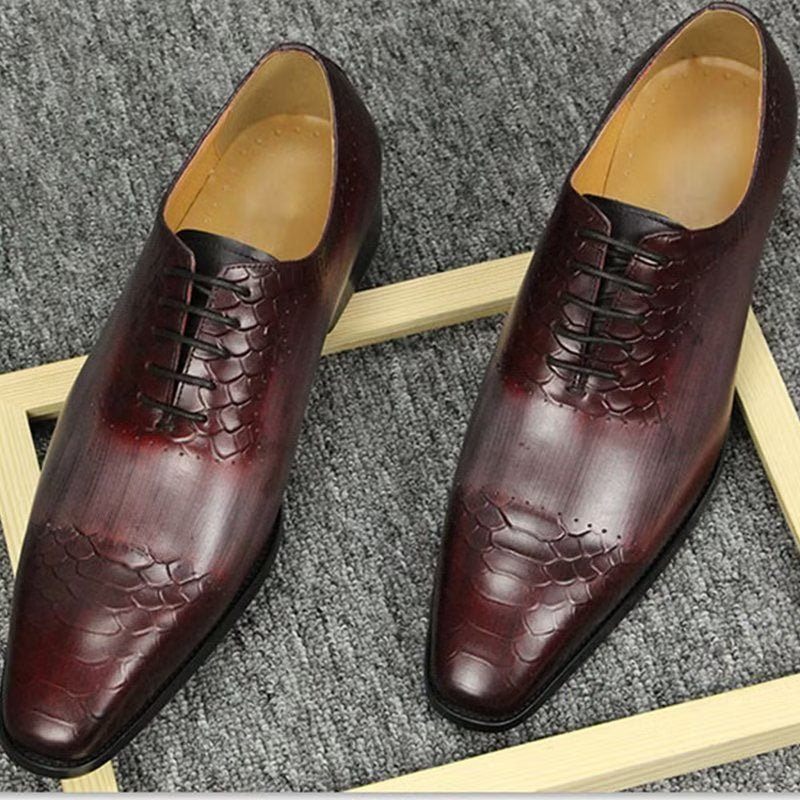 Sapatos Formais Masculinos Casamento Chiques Couro Brogue - Vermelho