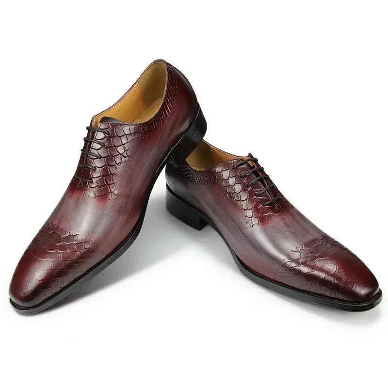 Sapatos Formais Masculinos Casamento Chiques Couro Brogue - Vermelho