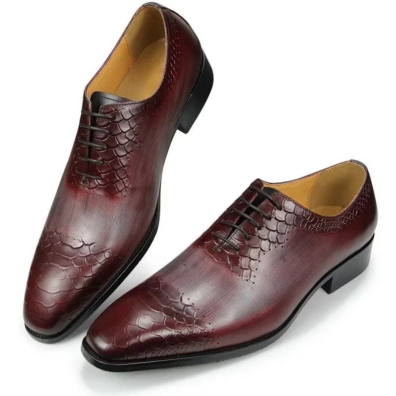 Sapatos Formais Masculinos Casamento Chiques Couro Brogue - Vermelho