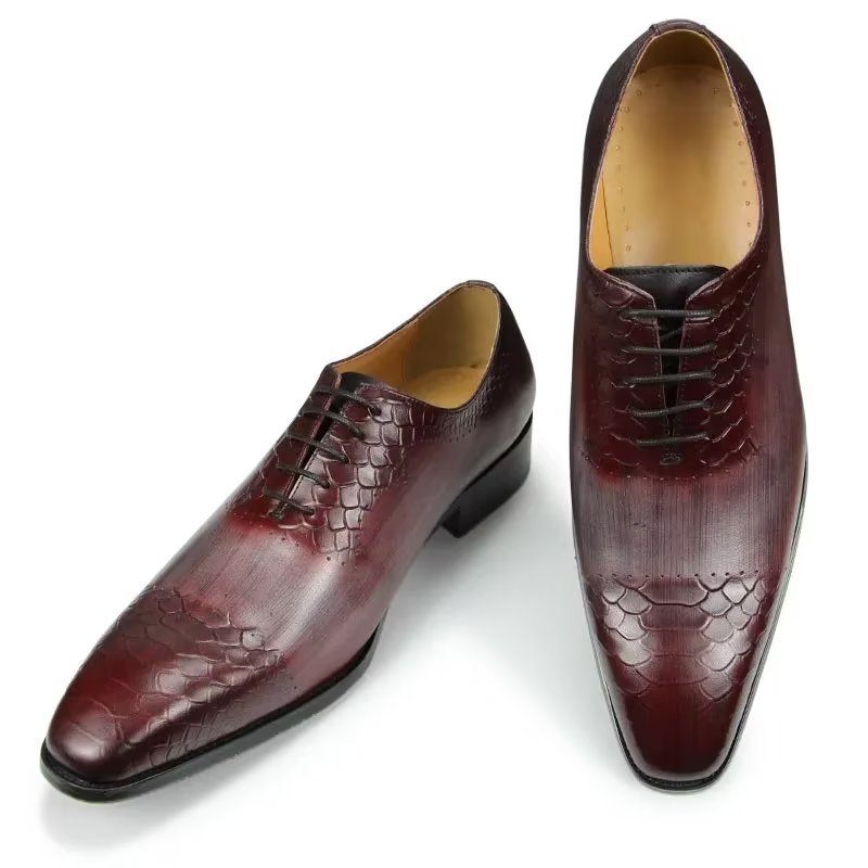 Sapatos Formais Masculinos Casamento Chiques Couro Brogue - Vermelho