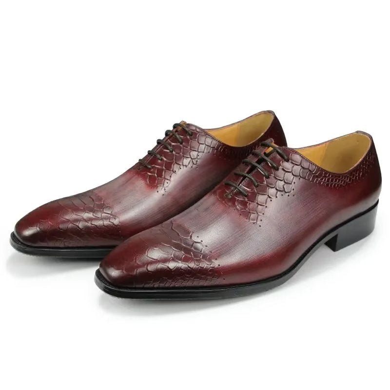 Sapatos Formais Masculinos Casamento Chiques Couro Brogue - Vermelho