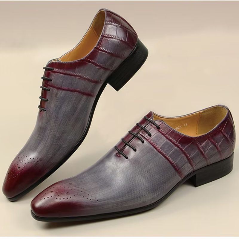 Sapatos Formais Masculinos Casamento Chiques Couro Brogue - Vermelho