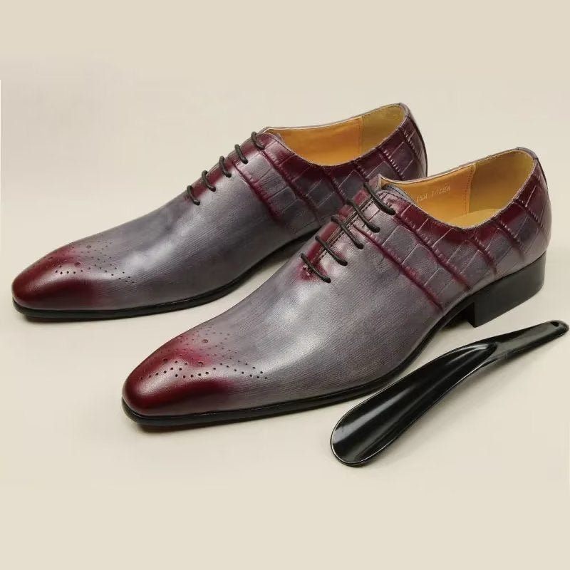 Sapatos Formais Masculinos Casamento Chiques Couro Brogue - Vermelho