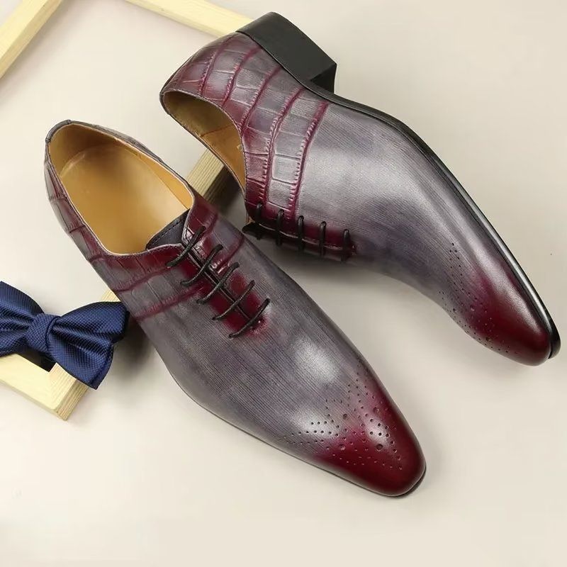 Sapatos Formais Masculinos Casamento Chiques Couro Brogue - Vermelho