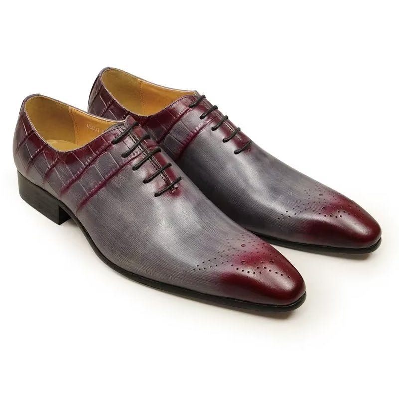 Sapatos Formais Masculinos Casamento Chiques Couro Brogue - Vermelho