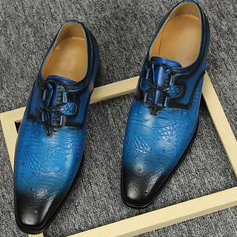 Sapatos Formais Masculinos Casamento Com Cordões Personalizados - Azul