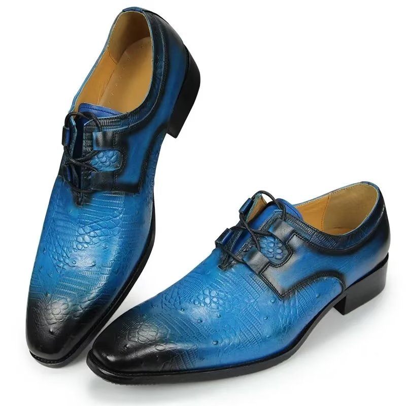 Sapatos Formais Masculinos Casamento Com Cordões Personalizados - Azul