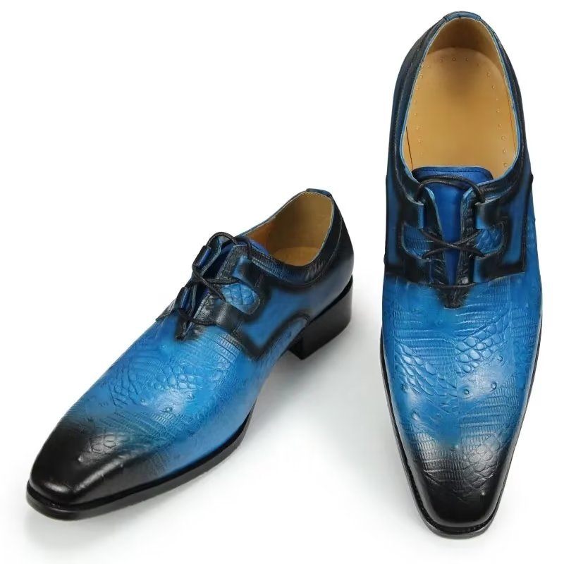 Sapatos Formais Masculinos Casamento Com Cordões Personalizados - Azul