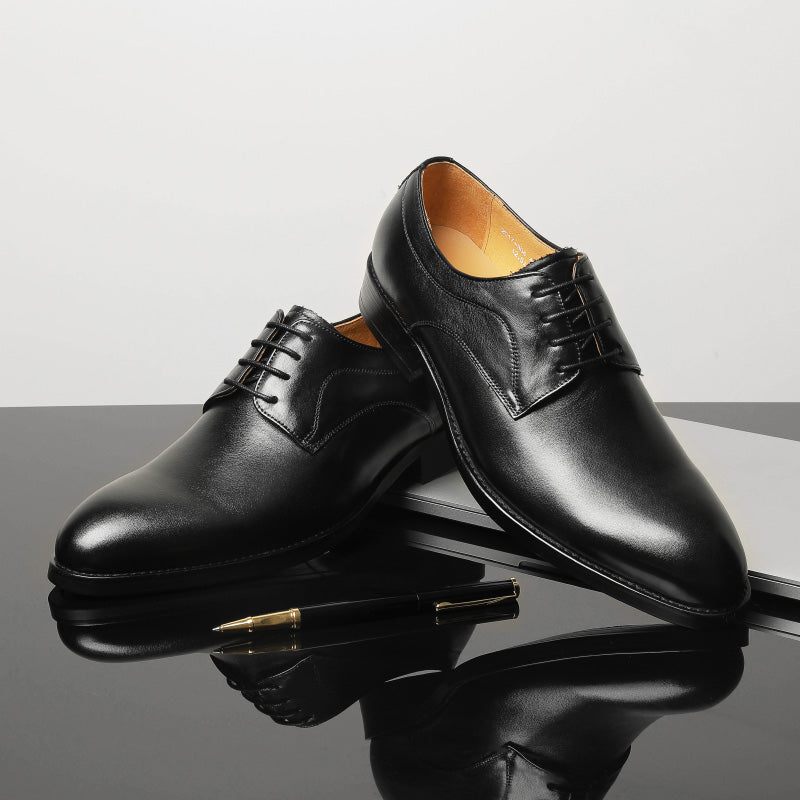 Sapatos Formais Masculinos Casamento Luxo Couro Exótico Apontou Oxfords - Preto