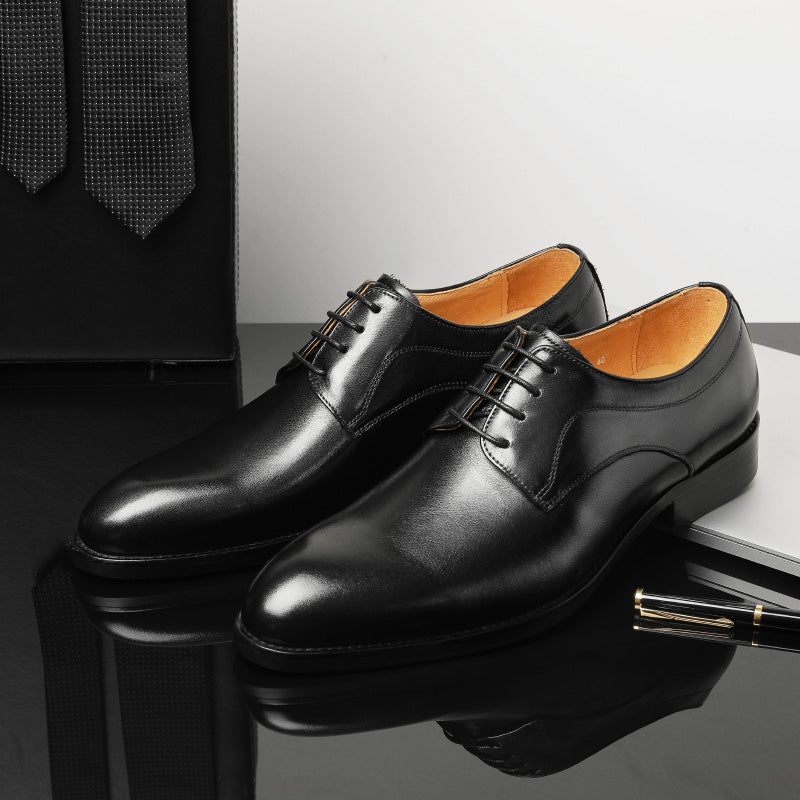 Sapatos Formais Masculinos Casamento Luxo Couro Exótico Apontou Oxfords - Preto