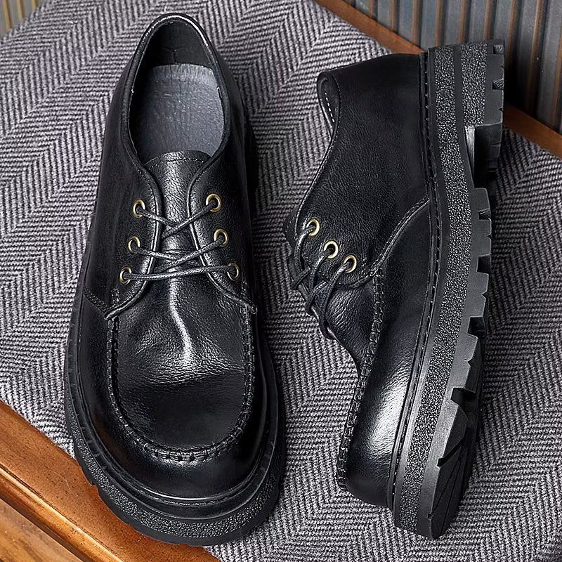 Sapatos Formais Masculinos Chic Leatherlux Lace-up Sociais - Preto