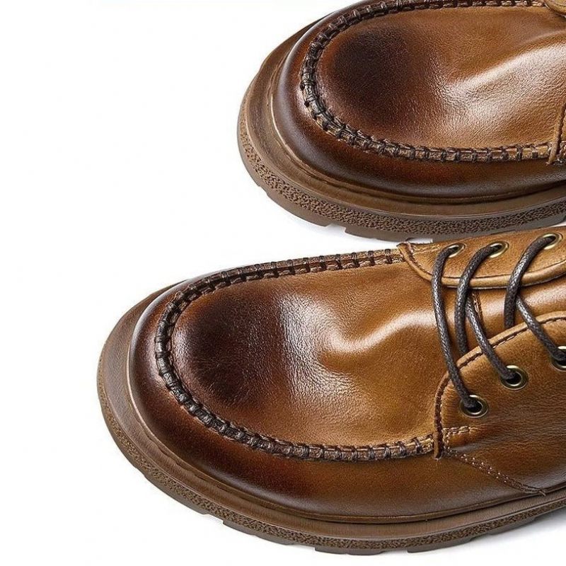 Sapatos Formais Masculinos Chic Leatherlux Lace-up Sociais - Café