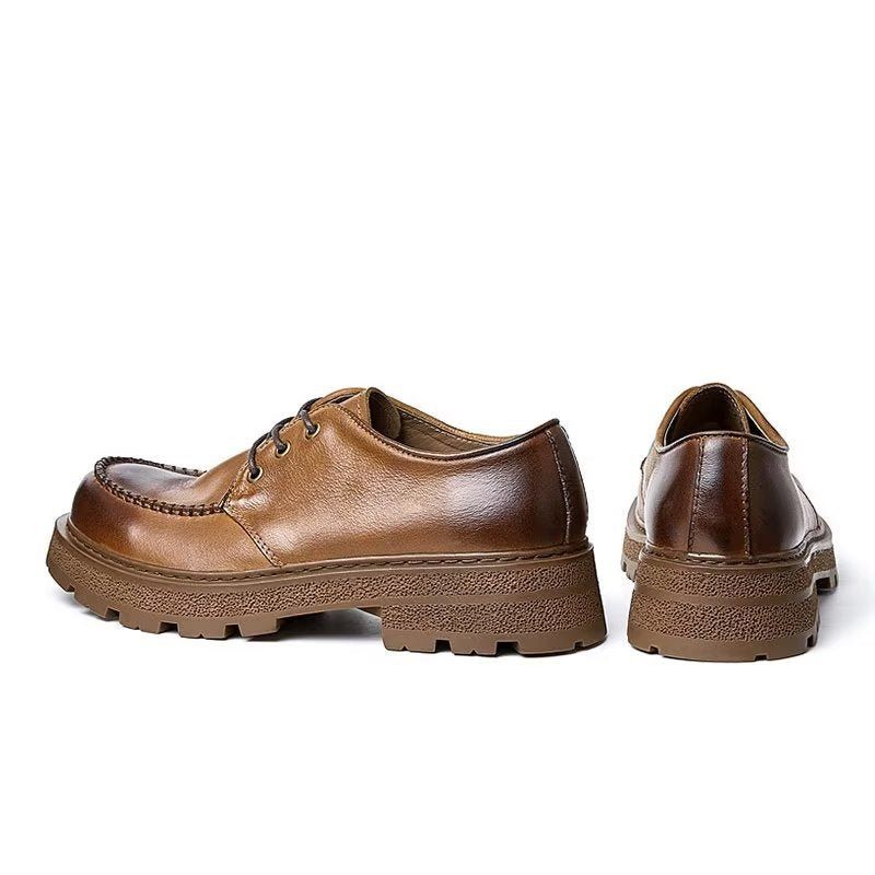 Sapatos Formais Masculinos Chic Leatherlux Lace-up Sociais - Café