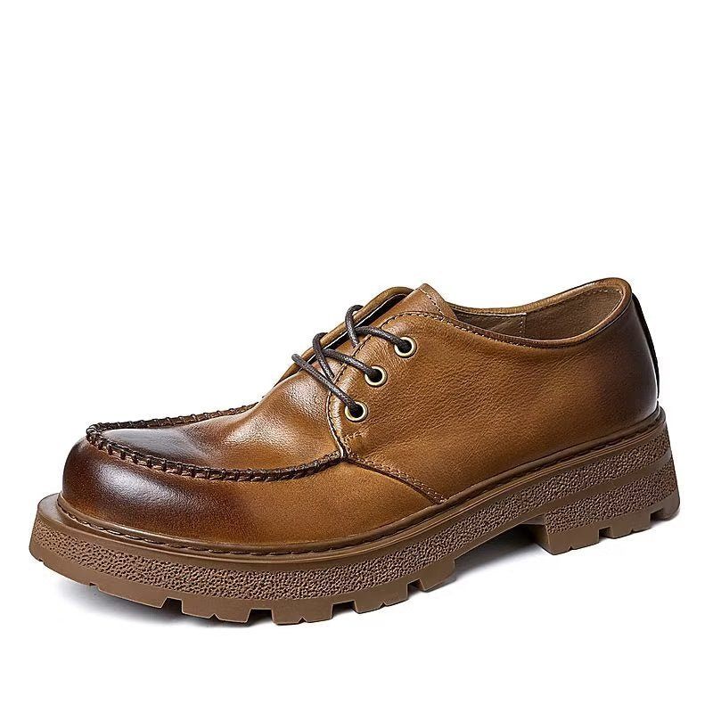 Sapatos Formais Masculinos Chic Leatherlux Lace-up Sociais - Café