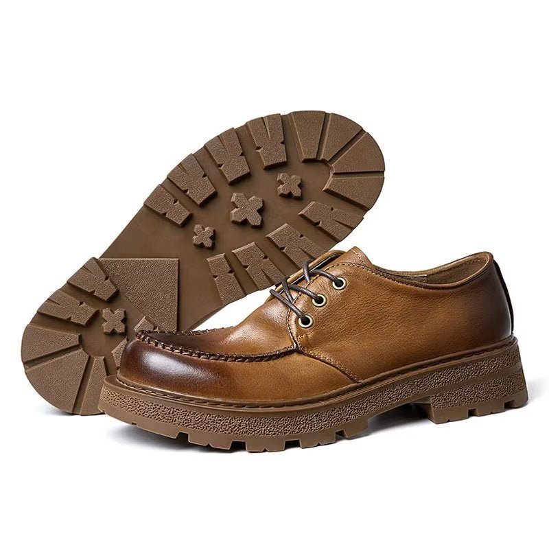 Sapatos Formais Masculinos Chic Leatherlux Lace-up Sociais - Café