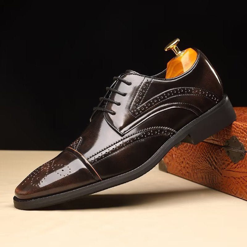 Sapatos Formais Masculinos Chiques Bico Fino Derby - Café