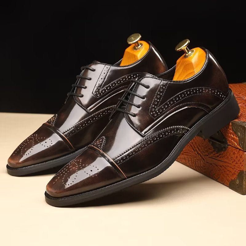 Sapatos Formais Masculinos Chiques Bico Fino Derby - Café