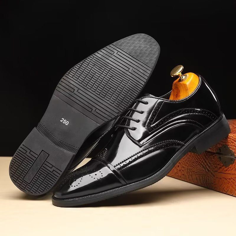 Sapatos Formais Masculinos Chiques Bico Fino Derby - Preto