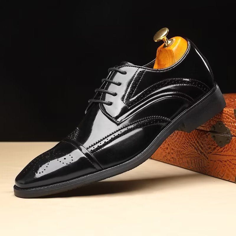 Sapatos Formais Masculinos Chiques Bico Fino Derby - Preto