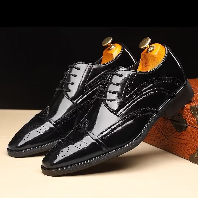 Sapatos Formais Masculinos Chiques Bico Fino Derby - Preto