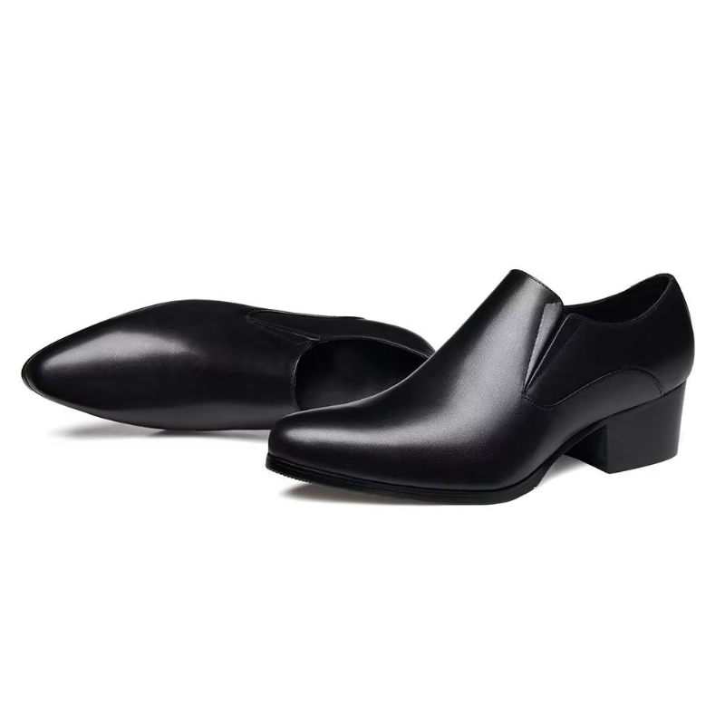 Sapatos Formais Masculinos Chiques Com Bico Fino E Slip-on - Preto