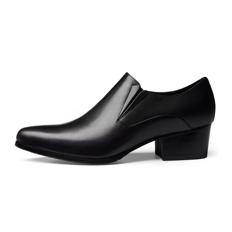 Sapatos Formais Masculinos Chiques Com Bico Fino E Slip-on - Preto