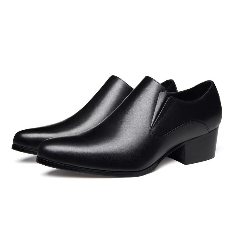 Sapatos Formais Masculinos Chiques Com Bico Fino E Slip-on - Preto