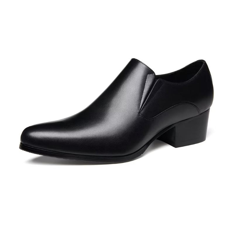 Sapatos Formais Masculinos Chiques Com Bico Fino E Slip-on - Preto