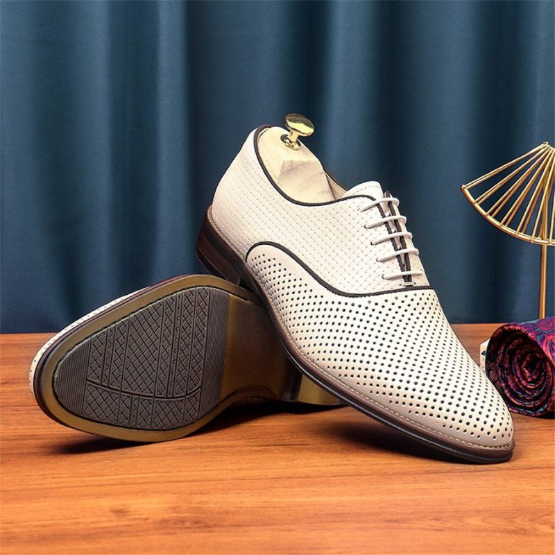 Sapatos Formais Masculinos Chiques Com Cadarço E Bico Fino Para Casamento - Branco