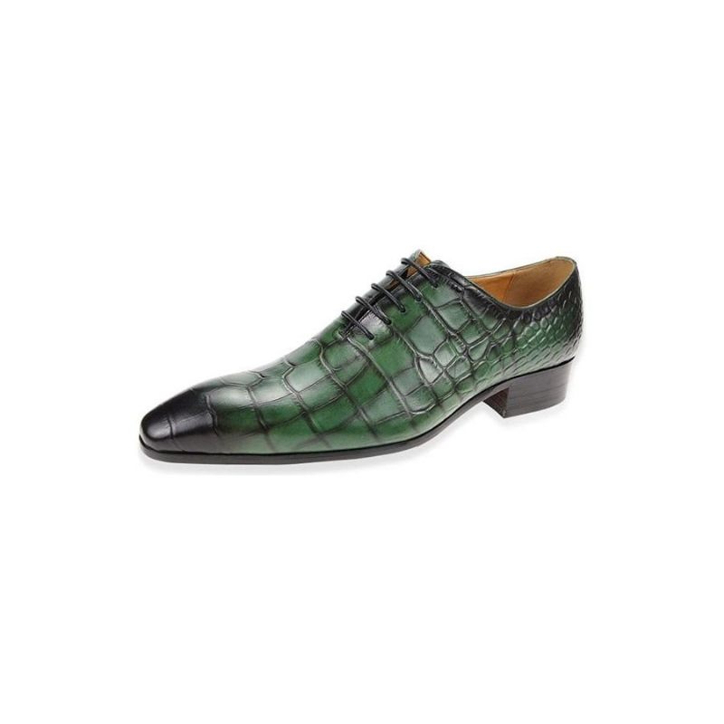 Sapatos Formais Masculinos Chiques Crocprint Bico Fino Sociais Oxford - Verde