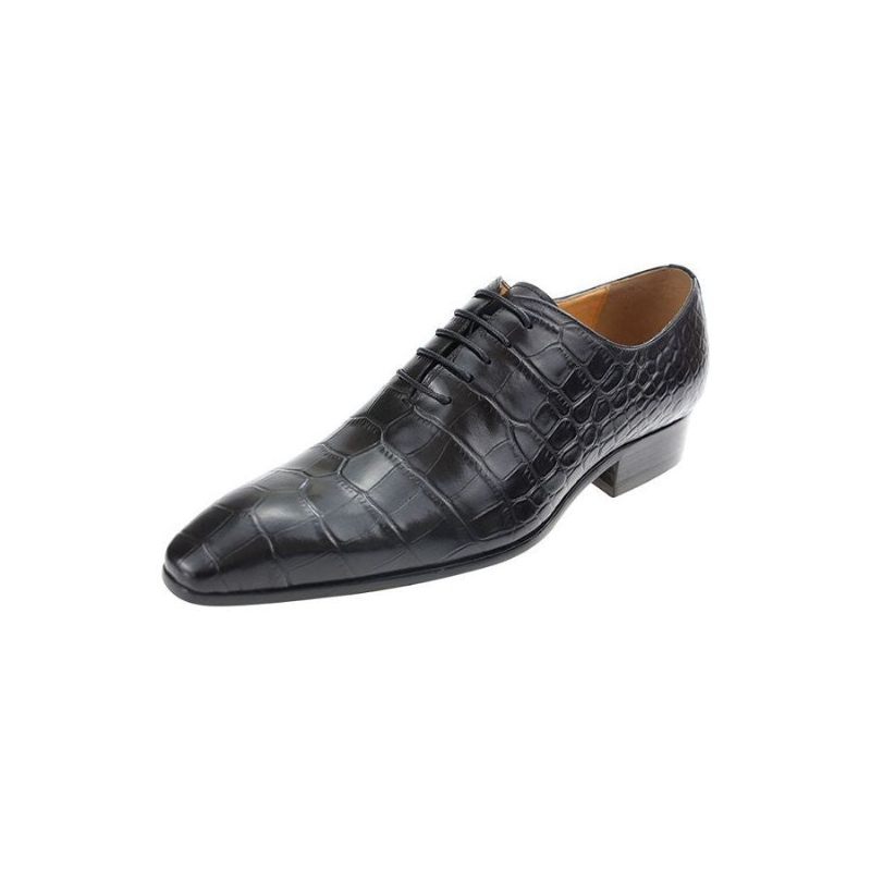 Sapatos Formais Masculinos Chiques Crocprint Bico Fino Sociais Oxford - Preto