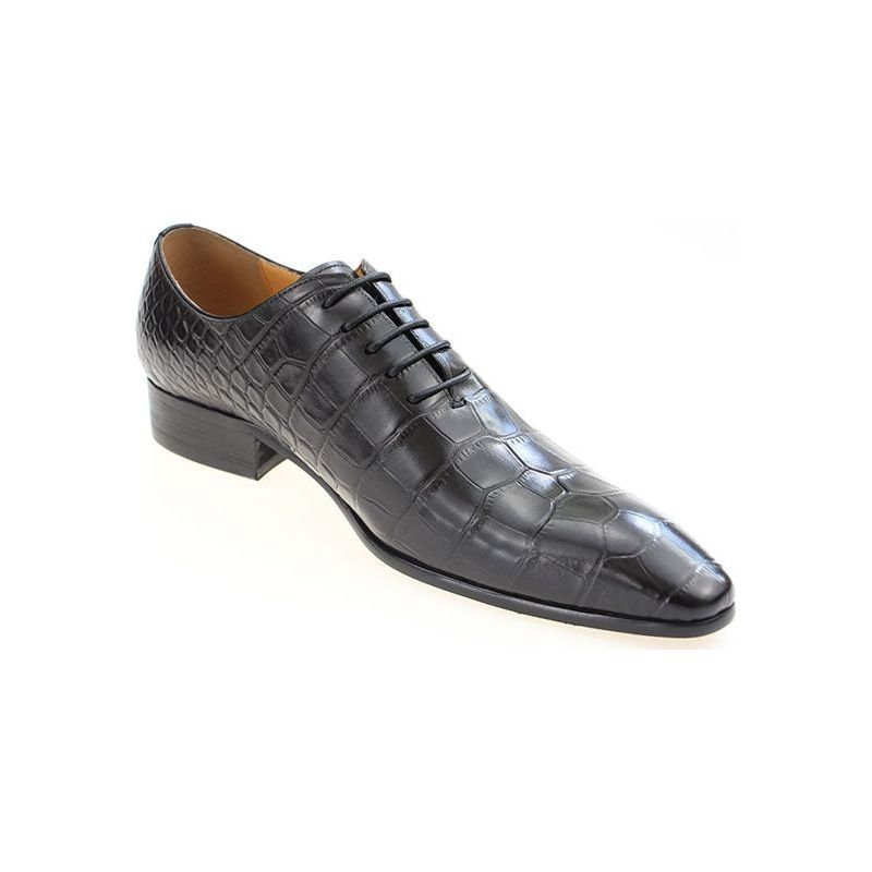 Sapatos Formais Masculinos Chiques Crocprint Bico Fino Sociais Oxford - Preto