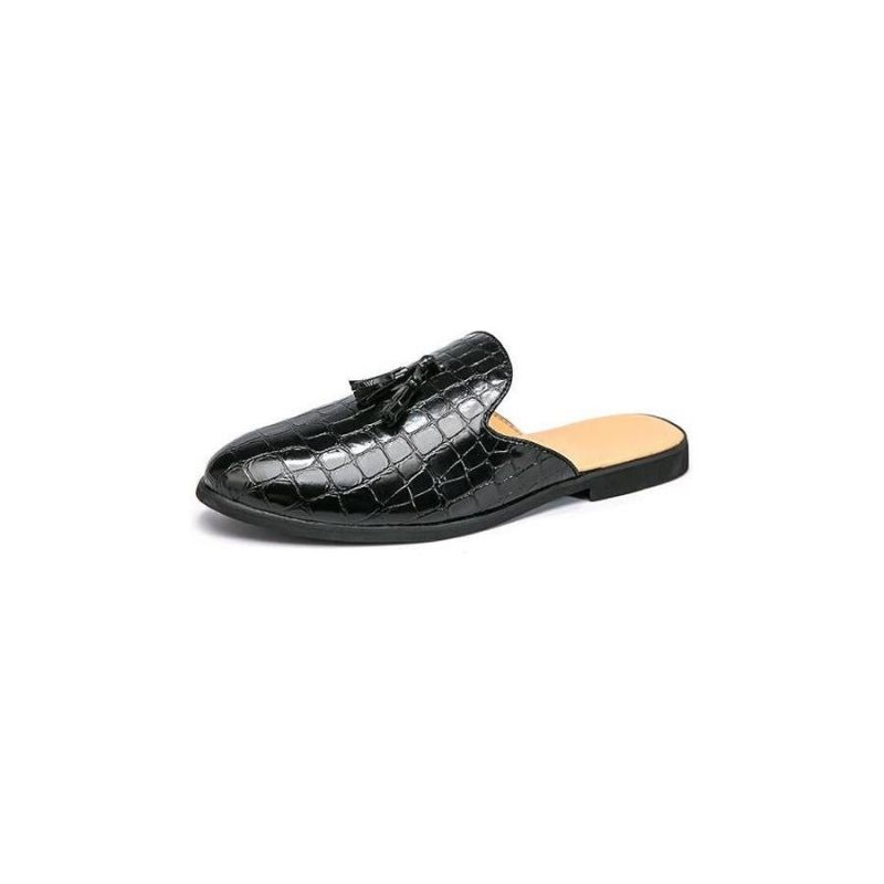 Sapatos Formais Masculinos Chiques E Confortáveis Com Padrão Crocodilo Slip-on Mules