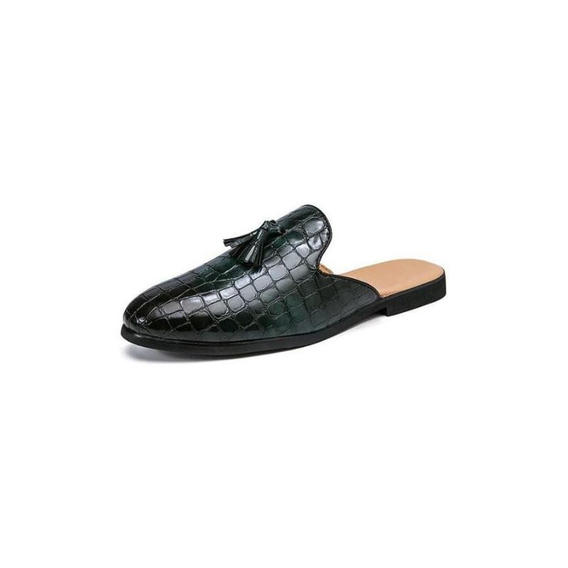 Sapatos Formais Masculinos Chiques E Confortáveis Com Padrão Crocodilo Slip-on Mules - Verde