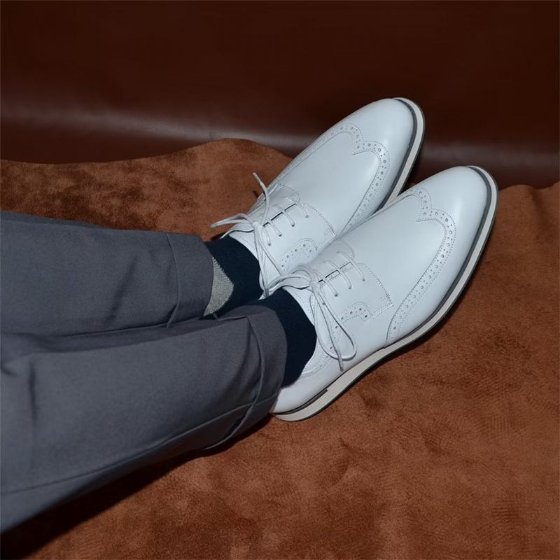 Sapatos Formais Masculinos Chiques Executivos Com Cadarço - Branco