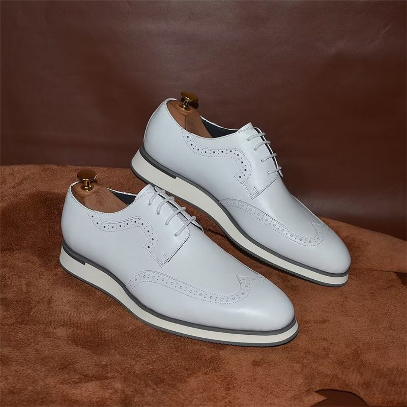 Sapatos Formais Masculinos Chiques Executivos Com Cadarço - Branco