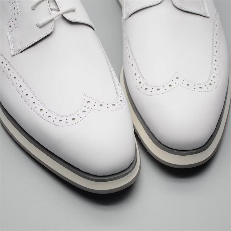 Sapatos Formais Masculinos Chiques Executivos Com Cadarço - Branco