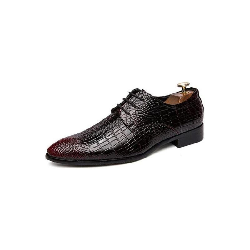 Sapatos Formais Masculinos Chiques Jacaré Com Cadarço - Vermelho