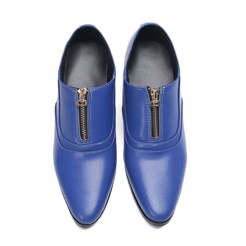 Sapatos Formais Masculinos Chiques Sociais Couro Genuíno - Azul